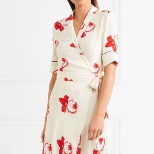 Crepe wrap midi floral dress
